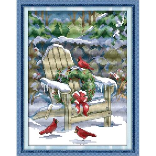 Everlasting Love Christmas Snow Chinese Cross Stitch Kits Ecological Cotton Stamped 11CT DIY Gift New Year Decorations For Home