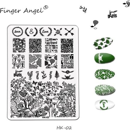 Finger Angel 1PCS Nail Stamping Plates Stamp Image Animal Cartoon Design 9.5*14.5cm Geometry DIY Nail Art Template H01