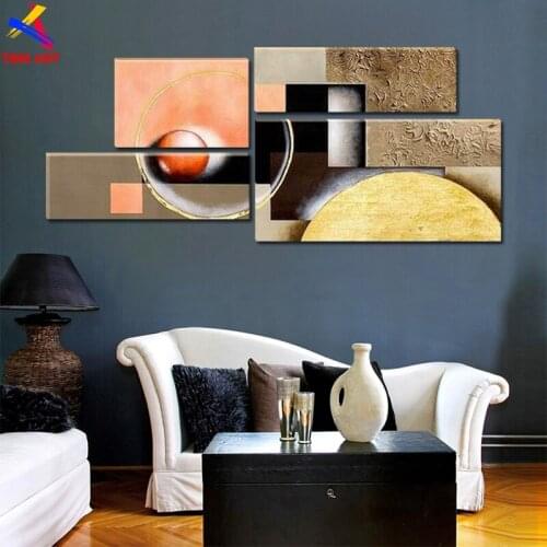 4 Panels Irregular Textured Hand Painted Modern Abstract Oil Painting on Canvas Big Wall Art Gift Unframed Home Decoration JYJ02