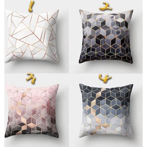 45*45cm Nordic Style Geometric Printed Cushion Cover Polyester Throw Pillow Cases for Sofa Car Black Home Decorative Pillowcase