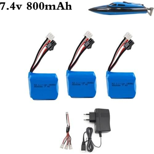 7.4v 800mAh 18350 battery Charger Sets for H100 H102 H106 JJRC S1 S2 S3 S4 S5 High Speed RC boat Parts 7.4v Li-ion Battery