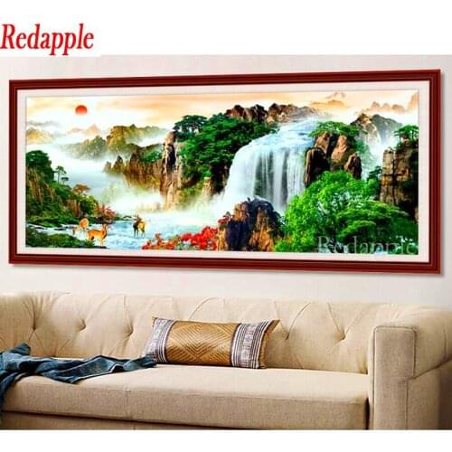 5D DIY Diamond Painting Forest waterfall landscape full Square Round Drill diamond Embroidery Cross Stitch Mosaic Home Decor