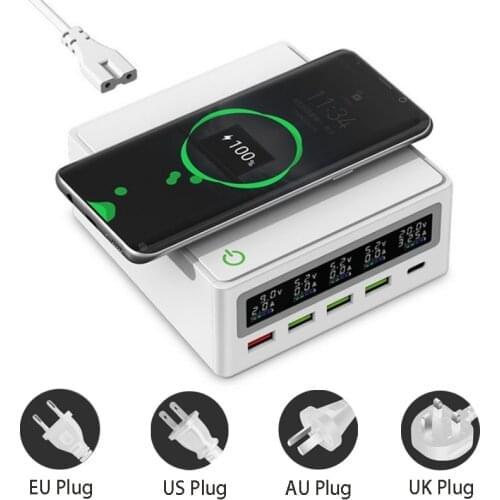 Wireless charge station for samsung huawei universal led digital display qc3.0 fast charger for vivo oppo xiaomi new pd charger