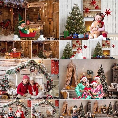 Merry Christmas Photography Backdrop Home Scenery Background Children Kids New Year Portraits Props Xmas Photoshoots Wallpaper