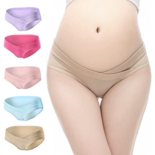 7 Colors Cotton Maternity Pregnant Underwear Postpartum Mother Under Bump Panties V-Shaped Soft Belly Support Panty Breathable