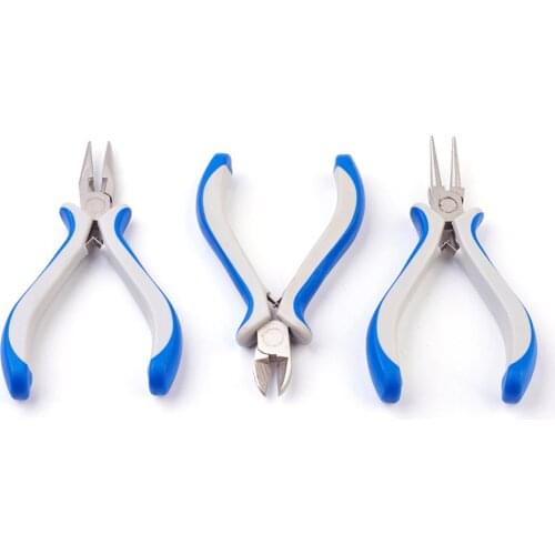 DIY Jewelry Tools Equipment Sets Blue Plier Sets Round Nose Side Cutting Pliers and Wire Cutters jewellery making tools F70