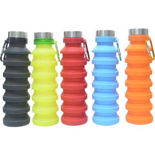 Cycling Riding Container 550ML Water Bottle Folding Solid Color Water Cup Sports Kettle with Buckle for Women Men Outdoor Sport