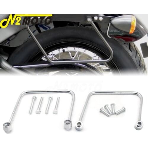 1 Pairs Chrome Steel Motorcycle Saddlebag Rail Guard Support Mount Brackets For Harley Softail Slim Street Bob FLSL FXBB 2018-up