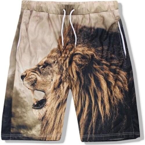 Summer Men Sleeveless Vest Shorts 2pcs Set Beach Wear 3D Lion Head Printed Jogging Tracksuit Casual Outside Trainer Outfits Suit