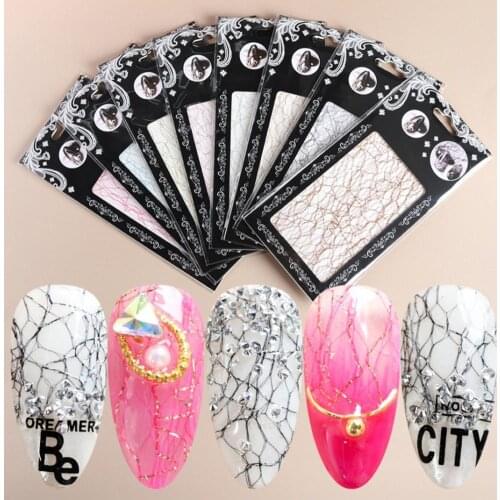 Nail Sticker 3D Mesh DIY Gold Silver Nail Decal Decoration For Nails Art
