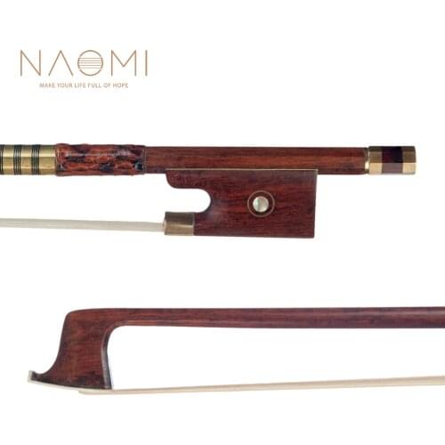 Naomi Master Full Size 4/4 Violin/Fiddle Bow Pernambuco Level Snakewood Frog White Horsehair Fast Response