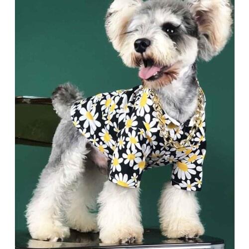 Dog clothes summer thin section net red with the same paragraph chrysanthemum shirt French bulldog Teddy Schnauzer Corgi pet out