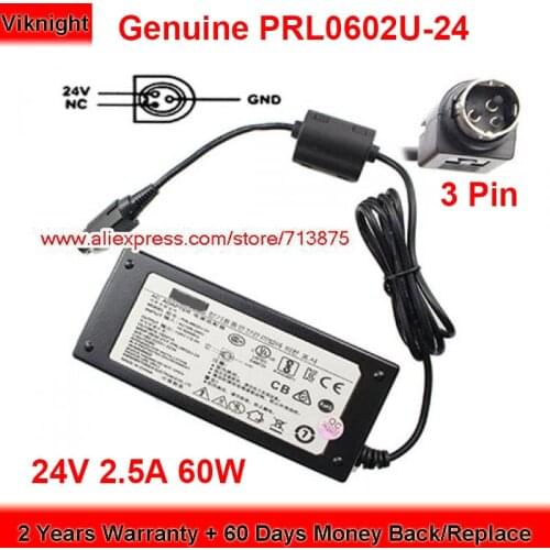 Genuine PRL0602U-24 AC Adapter 24V 2.5A 60W Charger for Nexa PX700II THERMAL PRINTER FDL1207A HU10874-16001A Power Supply
