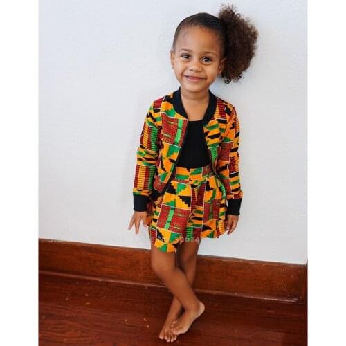 Children Print Evening Formal Dress Kids Baby Girls Spring African Boho Style Zipper Coat Skirts Carnival Party Princess Outfits