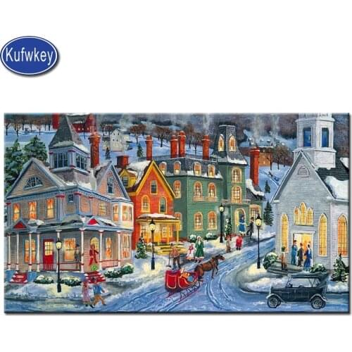 Full Rhinestones painting diamond painting kerst full square snow house Embroidery diamond Pattern Crystal diamond art Christmas