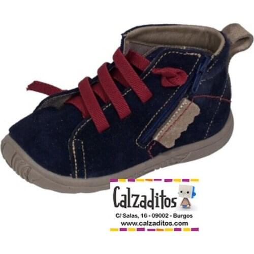 Casual type boots in navy leather for boy, Zapy