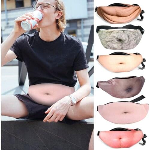 1Pc Novelty Fun Men Women Dad Bag Dad Bod Waist Bags Beer Fat Hairy Belly Fanny Pack Hot