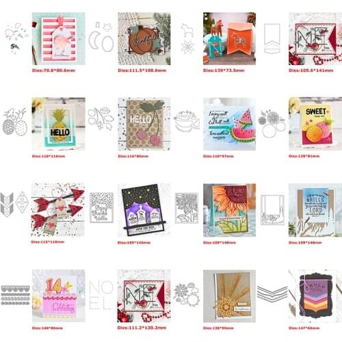 Cutting Dies Bird Horse Pumpkin Tag Pineapple Lemon Cherry Sunflower Starry Sky Nature Scene Doodle Frame Wavy Lace Edge 2021