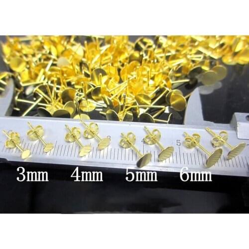 S925 Sterling Silver Blank Earring Studs Posts for Jewelry Findings Cabochon Settings Flat Round Tray Base with Earring Stopper