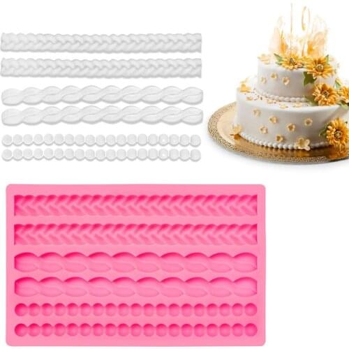 Silicone Fondant Molds 3d Pearl Knit Rope Moulds Cake Decorating Tool Gumpaste Sugarcraft Baking Mould Fondant Impression Mats
