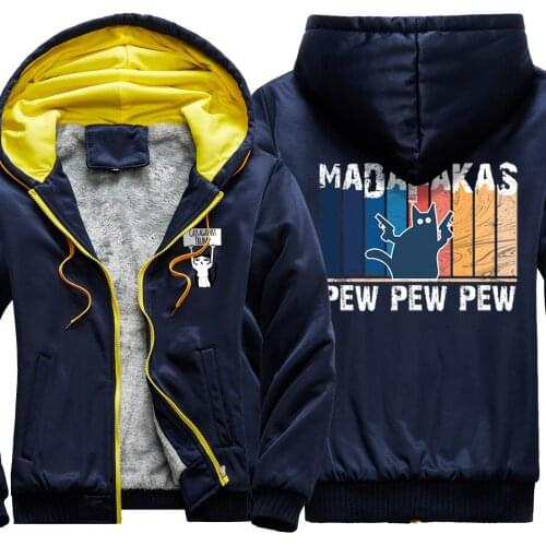 Pew Madafaka Cat Keep Warm Mens Raglan Thicken Jackets Mans Sweatshirts Harajuku Fashion Tops Zipper Retro moletom masculino