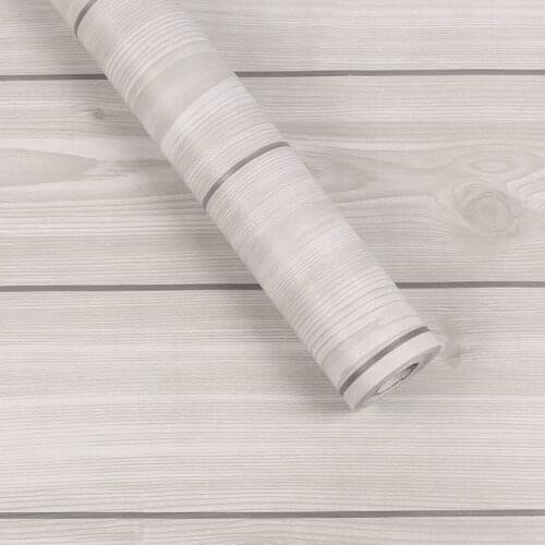Wood Stripe Thicken PVC Wallpaper Removable Self-Adhesive Waterproof Wall Sticker Renovated Contact Paper for Door Cabinet