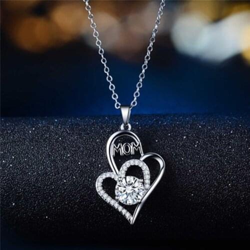 Vintage Mothers Day Female Heart Necklace Exquisite Silver Plated Love Clavicle Geometric Chains Jewelry Necklace For Women