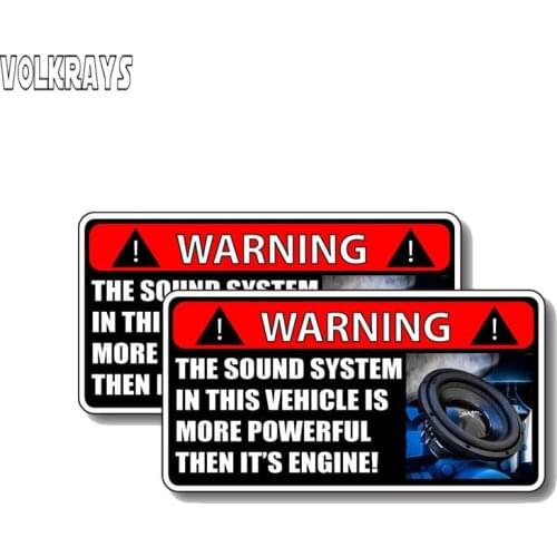 Volkrays 2 X Creative Car Sticker The Sound System In This Vehicle Is More Powerful Then Its Engine PVC Decal,5cm*11cm