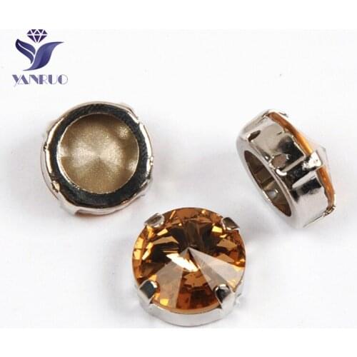 YANRUO 1122 All Sizes Light Colorado Topaz Rivoli Strass DIY Pointed Back Glass Rhinestones Sew On Crystal Jewelry For Clothes