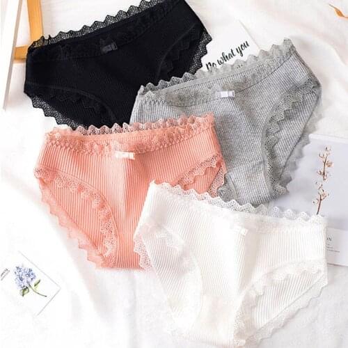 Womens Cotton Panties Lace Underwear Seamless Cute Girls Bow Briefs Lingerie Fashion Female Sexy Panties