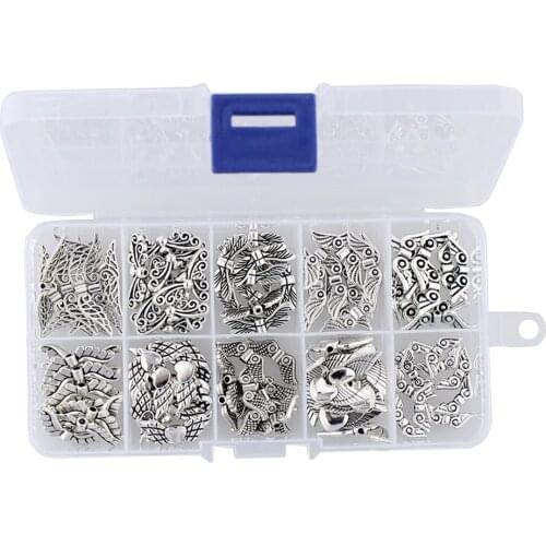 10 Style Angel Wing Alloy Bead 10 Style Antique Silver Spacer Bead 100pcs