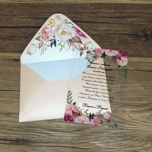 100pcs hot sell colorful printing personalize wedding acrylic invitation card