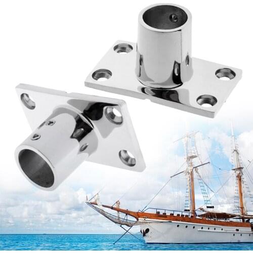 2x Boat Hand Rail Fitting 90 Deg 7/8' Stanchion Base Marine Stainless Steel