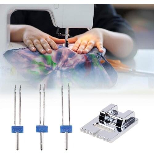 3pcs/set Double Twin Needles Wrinkled Sewing Presser Foot for Sewing Machine Size 2/90 3/90 4/90 multifuctional fittings