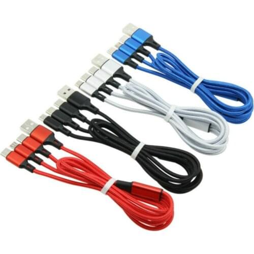 3 in 1 Type C Micro USB 8Pin Cable For iPhone 12 XS XR X Samsung 120cm Fast Charge Charging USBC Wire Cord for Huawei Xiaomi 9