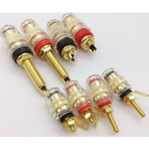 50pcs/lot Extended full copper 520 long body medium size crystal clear terminal sound panel speaker seat 4MM banana socket