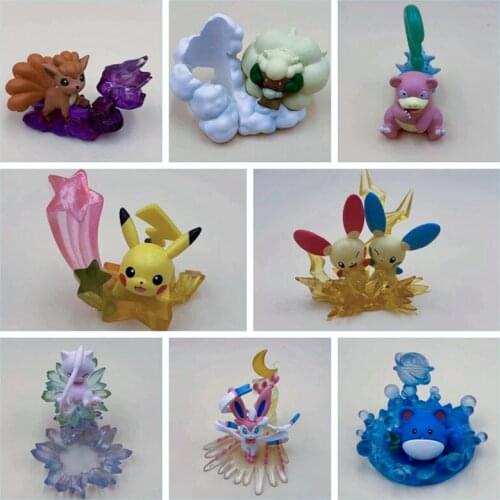 Pokemon 8 pcs/set Figure Eevee Slowpoke Sylveon Marill Vulpix Table Ornament Decoration Action Figures Dolls Children Gifts