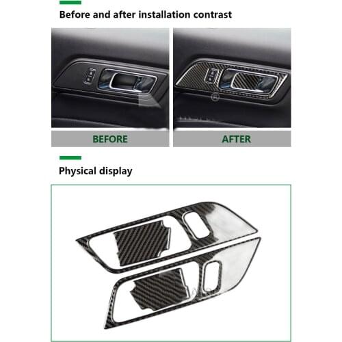 Airspeed carbon fiber Door inner Handles Door Bowl Decorative for Ford Mustang Car Stickers Car-Styling 2015 2016 2017