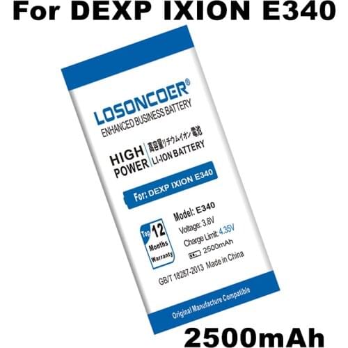 LOSONCOER E340 2500mAh Battery For DEXP IXION E340 E 340 Mobile Phone Batteries +Quick Arrive