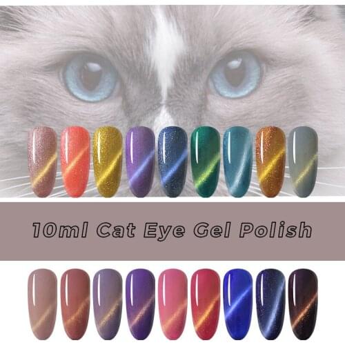 Arte Clavo 3D Blinking Glitter Cat Eye Gel Nail Polish 10ml Soak Off Enamel Magnicure Nail Art Cat Eye LED Gel Varnish Lacquer