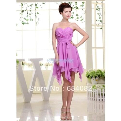 Free shipping 2020 fuschia knee length bandage dress for women real photo vestidos sweetheart formales gown bridesmaid dresses