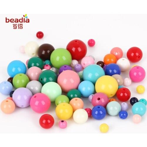 Mix Color Shiny Plastic 6 8 10 12 14 16mm Acrylic Loose Spacer DIY Round Ball Beads for Women Fashion Jewelry Making