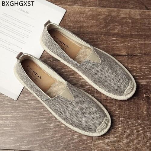 Black Loafers Canvas Shoes Man Flats Non-leather Casual Shoes for Man Slip on Fisherman Shoes Men Zapatillas Hombre Chaussure