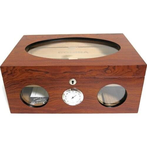 Cohiba High-end Cedar Wood Glass Visible Cigar Humidor Tobacco Storage Box with Lock Humidifier Hygrometer New Smoking Tool