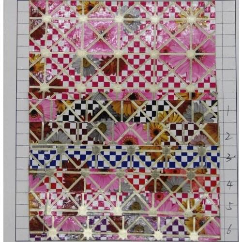 Colorful flower printed synthetic leather material for handbag, decoration, furniture plaid embossed faux semi PU leather fabric