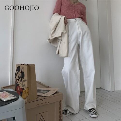 GOOHOJIO 2021 New Spring and Autumn Jeans Women High Waist Cowboy Wide Leg Pant for Women Jeans All-match Women Casual Trousers