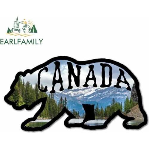 EARLFAMILY 13cm x 13cm for Canada Bear Mountains Trees River Camping Hike Cartoon Car Stickers Vinyl JDM Bumper Truck Graphics
