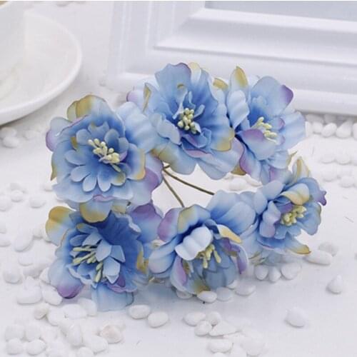 4.5cm Artificial Silk Rose Flower Bouquet Fake Fabric Cherry Blossom Flowers For Scrapbooking Garland Corsage Wedding Decoration