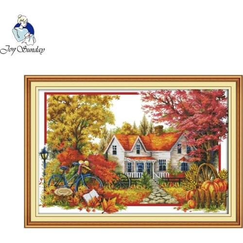 Joy Sunday The autumn house Stitching patterns Chinese Cross Stitch Kits For Embroidery Needlepoint Set