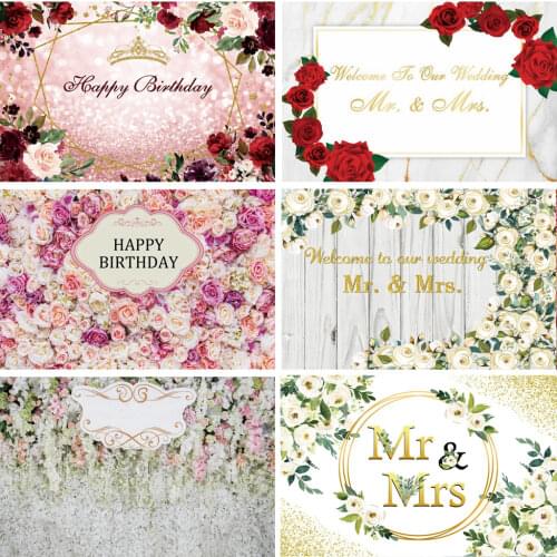 Laeacco Blooms Flower Curtain Wall Wedding Stage Birthday Party Customized Poster Photographic Backdrop Photography Background